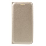 Cumpara ieftin Husa Flip Carte Samsung Galaxy A3 2017 + Cablu de date CADOU, Auriu