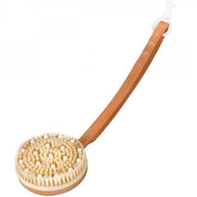 Perie Masaj Baie, Model Rotund, M&amp;acirc;ner Lung Lemn, Exfoliere și Masaj, 37cm foto