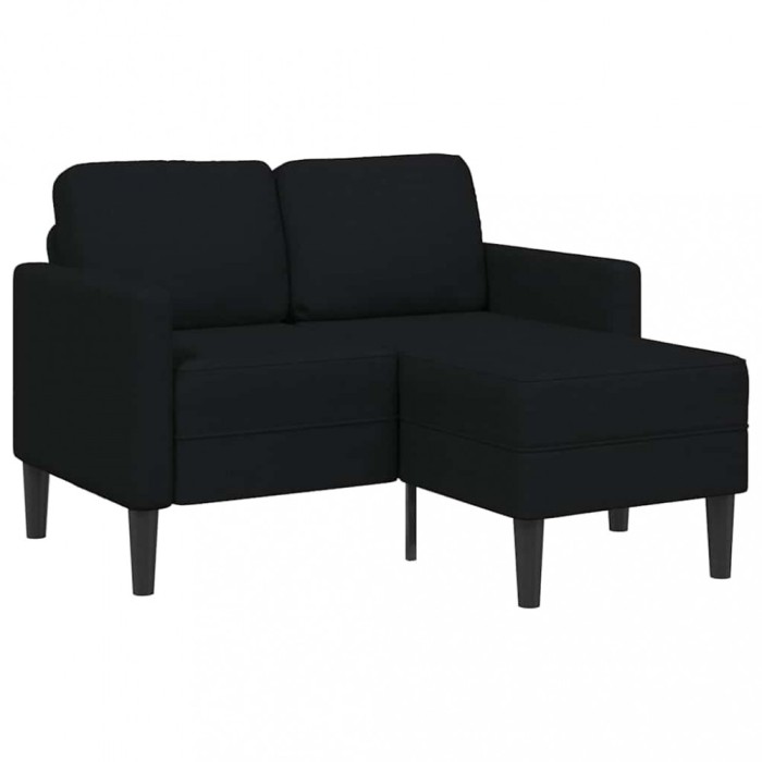 vidaXL Canapea cu 2 locuri cu șezlong &icirc;n formă de L țesătură neagră 4107063