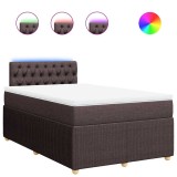 Cumpara ieftin Pat box spring cu saltea, maro inchis, 120x200 cm, textil