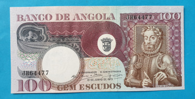 100 Escudos 1973 Bancnota veche Angola - UNC foto