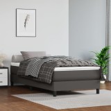 VidaXL Pat box spring cu saltea, gri, 80x200 cm, piele ecologică