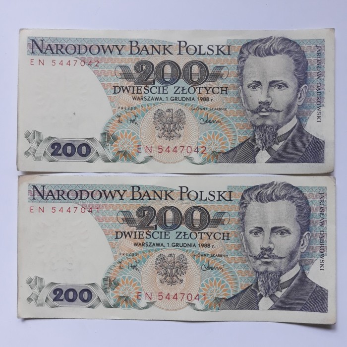 bancnote 200 zloti 1988