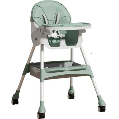 Scaun de masa pentru bebelusi si copii Flippy, cu roti, telescopic, pliabil, masuta reglabila, suport picioare, scaun invelis piele artificiala, centu foto