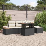 Cumpara ieftin Set de masă pentru grădină cu pernă 6 pcs Negru și crem