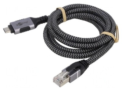 Cablu USB 3.1 RJ45 USB C Nichelat 1m Negru/Gri foto
