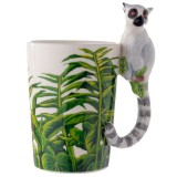 Cană din Porțelan cu M&acirc;ner 3D &icirc;n Formă de Lemur - Model Exotic și Jucăuș