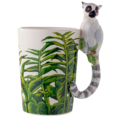 Cană din Porțelan cu M&amp;acirc;ner 3D &amp;icirc;n Formă de Lemur - Model Exotic și Jucăuș foto