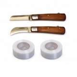 Cosor altoit ,Cutit altoit profesional ,Banda altoit 2 bucati, manere lemn, lama dreapta si lama curbata, otel carbon Set 4 piese