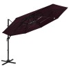 Umbrela Gradina vidaXL 3x3m, 4 Nivele, Aluminiu, Rosu Bordo, Protectie UV, Anti-decolorare, Pliabila