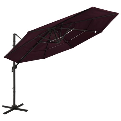 vidaXL Umbrelă soare cu 4 niveluri, st&amp;acirc;lp aluminiu, roșu bordo, 3x3 cm 313832 foto