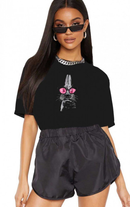 Tricou dama negru - Bunny Fashion - L