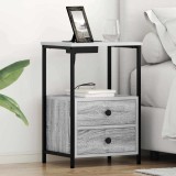 vidaXL Cabinet de noptiere cu stație de &icirc;ncărcare 2 pcs sonoma gri