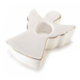 Suport Lumanare Ingeras Portelan Alb Auriu Decorer 6.5 x 8.5 x 3 cm Luxury Craciun