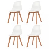 vidaXL Scaune de bucătărie, 4 buc., alb, plastic