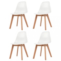 vidaXL Scaune de bucătărie, 4 buc., alb, plastic