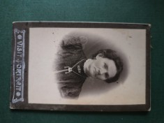 fotografie VISIT PORTRAIT ,dimensiuni 11 cm x 6 cm, anii 1900,Distinsa doamna ,anii 1900