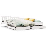 Cumpara ieftin Pat de zi cu extensie si sertare fara saltea, alb, 90x190 cm
