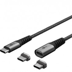 Cablu USB type C + adaptor USB-A la conector magnetic USB type C 1m brodat, Goobay G65653