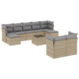 Cumpara ieftin Set canapele de gradina cu perne, 10 piese, bej, poliratan