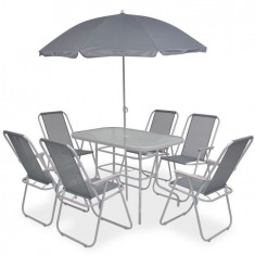 Set mobilier de exterior, 8 piese, textilena, gri foto