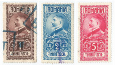 Romania, lot 329 cu 3 timbre fiscale generale, 1927, oblit., foto