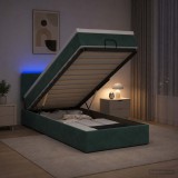 Cumpara ieftin Pat Ottoman cu Saltea si LED Verde inchis 90 x 190 cm Catifea