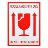 Autocolant de semnalizare pentru produse fragile, 6x8 cm, alb, CMCLASS