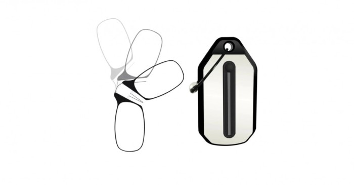Ochelari de vedere, pentru citit, fara brate, pliabili, rame transparente, mini breloc portabil, Dioptrie + 2.00