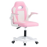Cumpara ieftin Scaun birou piele ecologica alba roz Odelia 59x53x87-97 cm