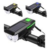 Lanterna LED Bicicleta/Trotineta Solara LY17, 360 Lumeni, Claxon 120dB, 4 Moduri, USB, IPX6, ABS, Negru/Albastru/Verde/Galben