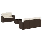 Cumpara ieftin Set canapele de gradina cu perne, 6 piese, maro, poliratan