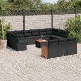 Cumpara ieftin Gossi set mobilier de gradina cu perne, 14 piese, negru, poliratan