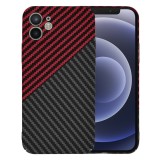 Husa slim carbon pentru iphone 12 pro max - protectie premium fibershell, red vortex