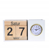 Calendar din lemn cu ceas 20.5 cm