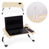 Masă pliabilă pentru laptop 60x40 cm cu port USB