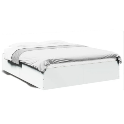 vidaXL Cadru de pat, alb, 160x200 cm, lemn prelucrat foto