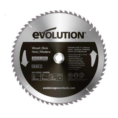 Disc pentru fierastrau circular, taiere lemn Evolution GW355TCT-60, O355x25.4 mm, 60 dinti foto