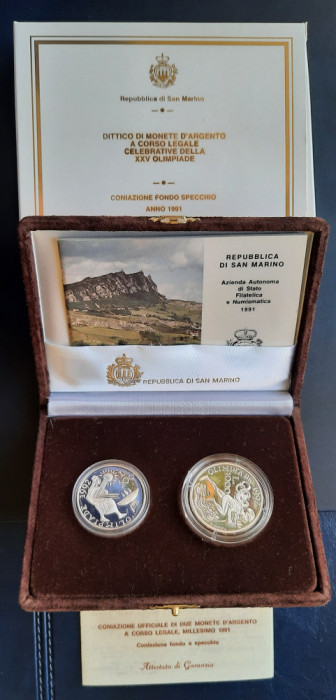 Set comemorativ - 500 si 1000 Lire San Marino 1991- Fondo Specchio - G 4033
