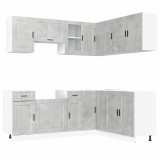 Cumpara ieftin Set dulapuri de bucatarie 11 piese &bdquo;Porto&rdquo; gri beton Lemn