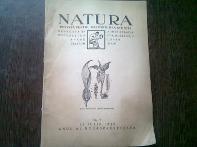 REVISTA NATURA NR.7/1930 foto