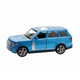 Masinuta SUV realizata din metal cu lumini si sunete de motor pentru copii, scara 1:32, 17 cm lungime, albastra