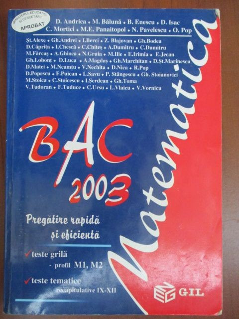 BAC 2003 Pregatire rapia si eficienta D.Andrica, M.Baluna, B.Enescu