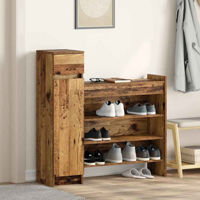 vidaXL Cabinet pentru Pantofi Lemn Vechi 100.5x28x100 cm