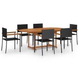 vidaXL Set mobilier de grădină, 7 piese, negru, poliratan