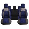 Set Huse Scaune Auto pentru Kia Ceed - Panda Kas, material textil cu piele ecologica, cu fermoare pentru bancheta rabatabila, albastru cu negru, 11 pi