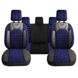 Set Huse Scaune Auto pentru Audi E-TRON - Panda Kas, material textil cu piele ecologica, cu fermoare pentru bancheta rabatabila, albastru cu negru, 11