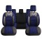 Set Huse Scaune Auto pentru Kia Ceed - Panda Kas, material textil cu piele ecologica, cu fermoare pentru bancheta rabatabila, albastru cu negru, 11 pi