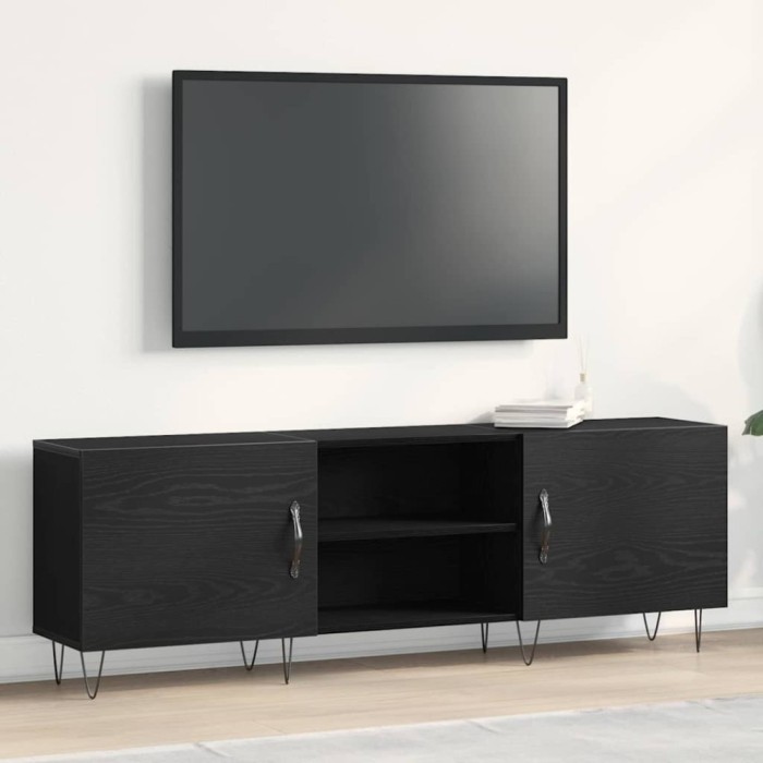 vidaXL Cabinet TV Stejar negru 150 x 30 x 50 cm Lemn compozit 862961