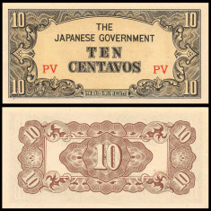 FILIPINE █ bancnota █ 10 Centavos █ 1942 █ P-104a █ UNC █ necirculata